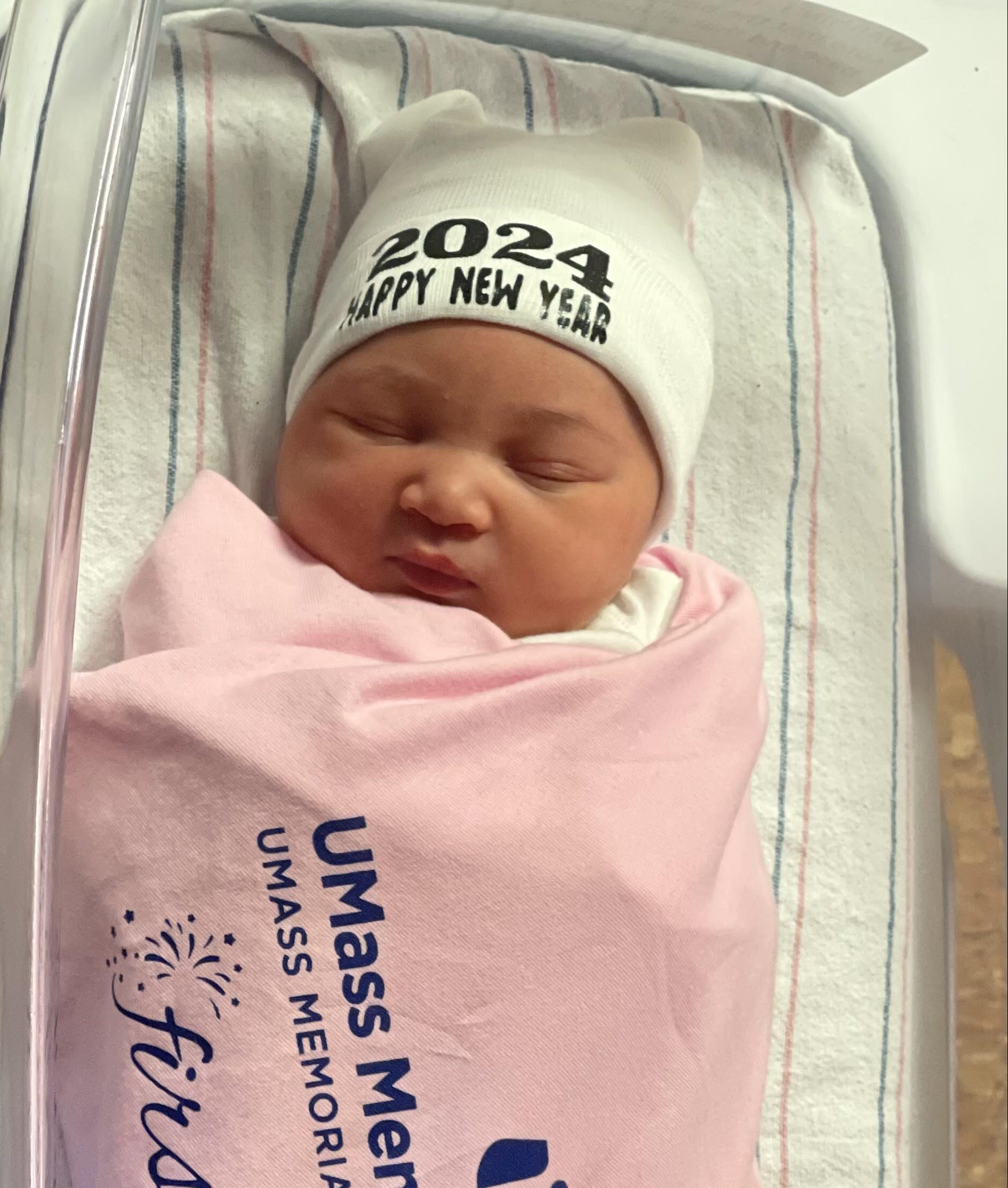 UMass Memorial's first baby born in 2024, Kai'omi.