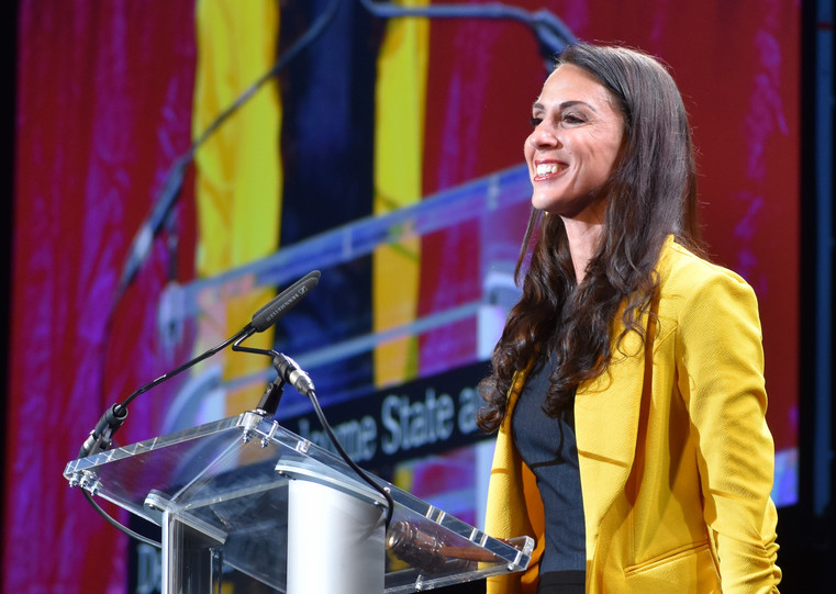 Auditor Diana DiZoglio, a former lawmaker, says she's trying to increase transparency in the chambers in which she once served. | Lisa Kashinsky/POLITICO