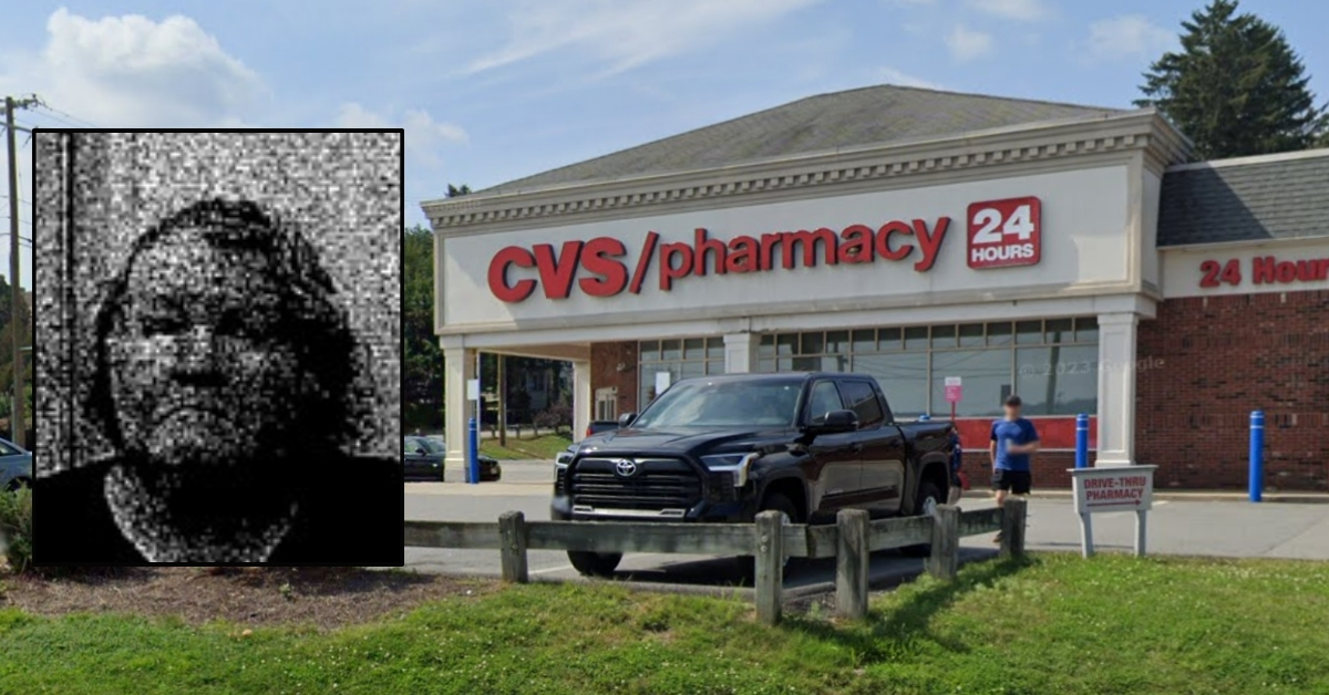 A picture of Martin Magnan's mugshot on top of an image of the CVS on Nelson Street in Leominster