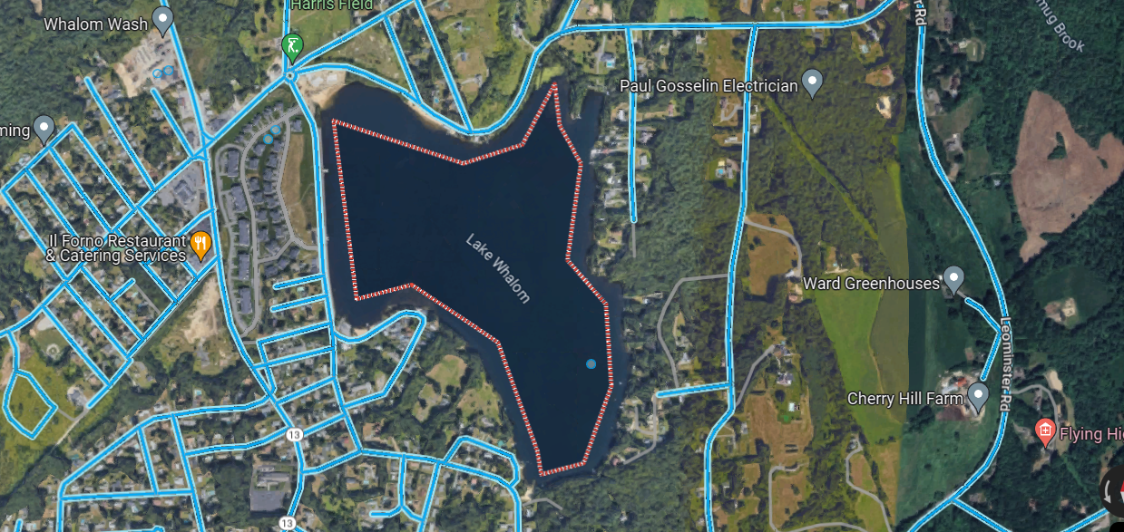 Satellite image of map of Lake Whalom (Courtesy Photo/Google Maps)