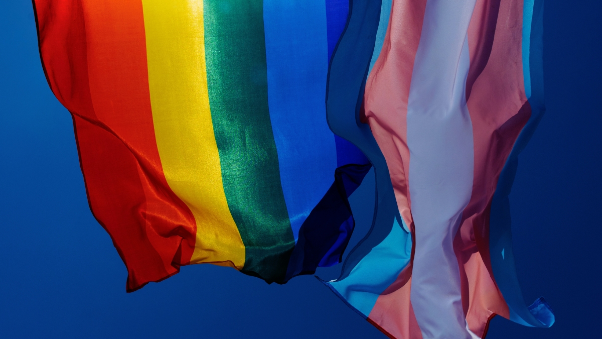 This is a stock photo of the bottom of a LGBTQ pride flag.