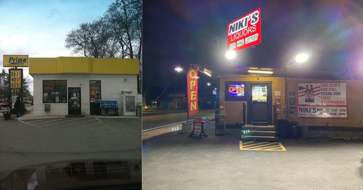 A picture of AL Prime at 527 North Main Street in Leominster from Yelp.com and a picture of Niki Liquor's at 531 North Main Street from Facebook.