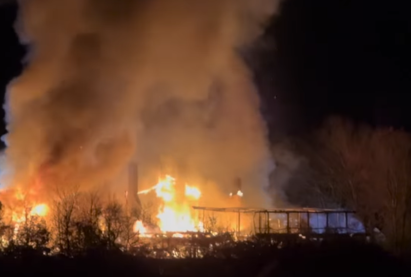 creenshot of the fire at the former Anthony's Cummaquid Inn, taken from Cheryl Gilmore's Facebook profile.