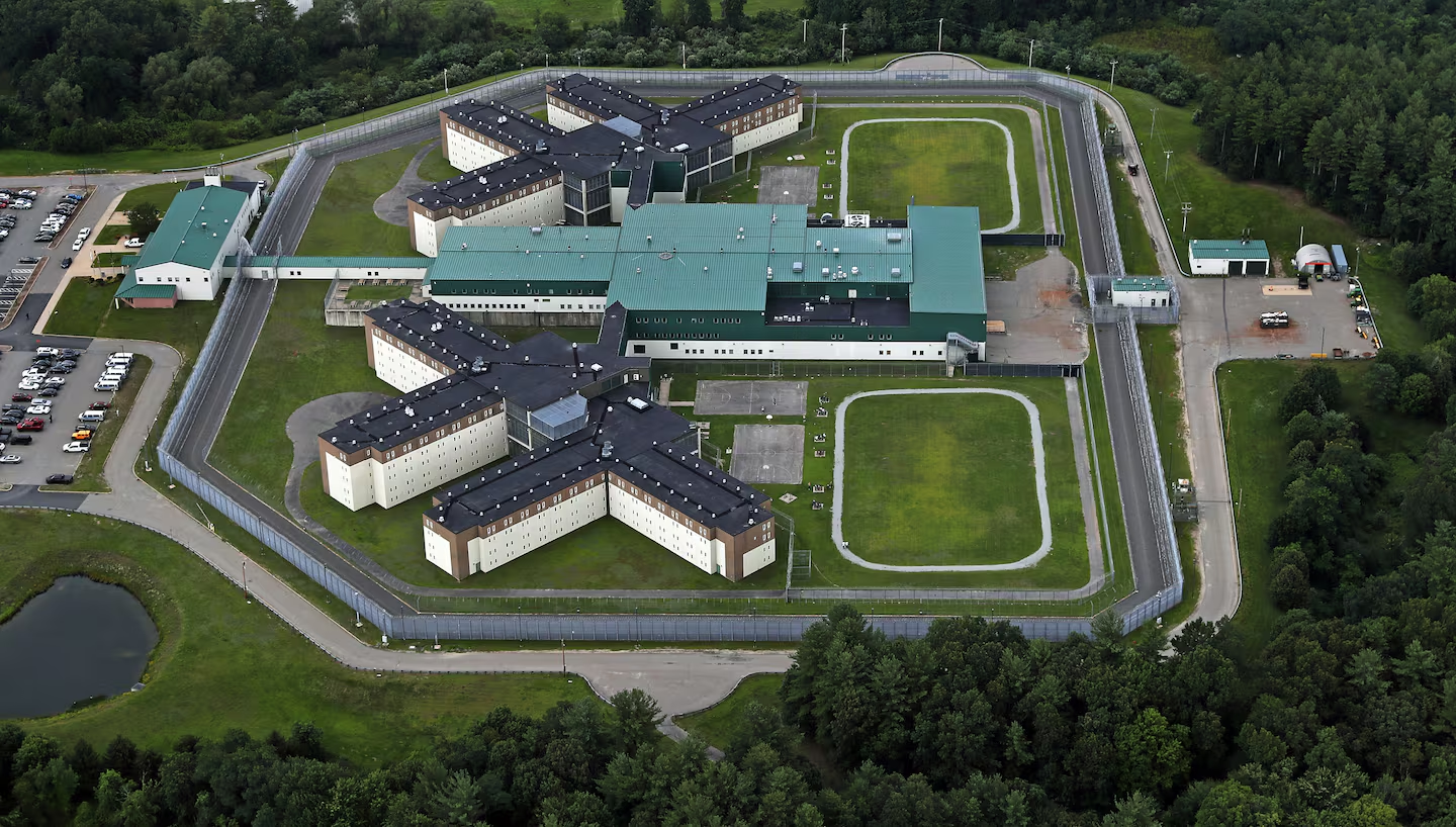 A bird's eye view of the Souza-Baranowski Correctional Center in Lancaster. (Photo Credit: David Ryan/Boston Globe)