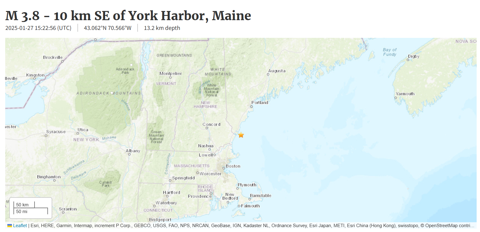 Western and central Massachusetts feel tremors from Maine coast earthquake