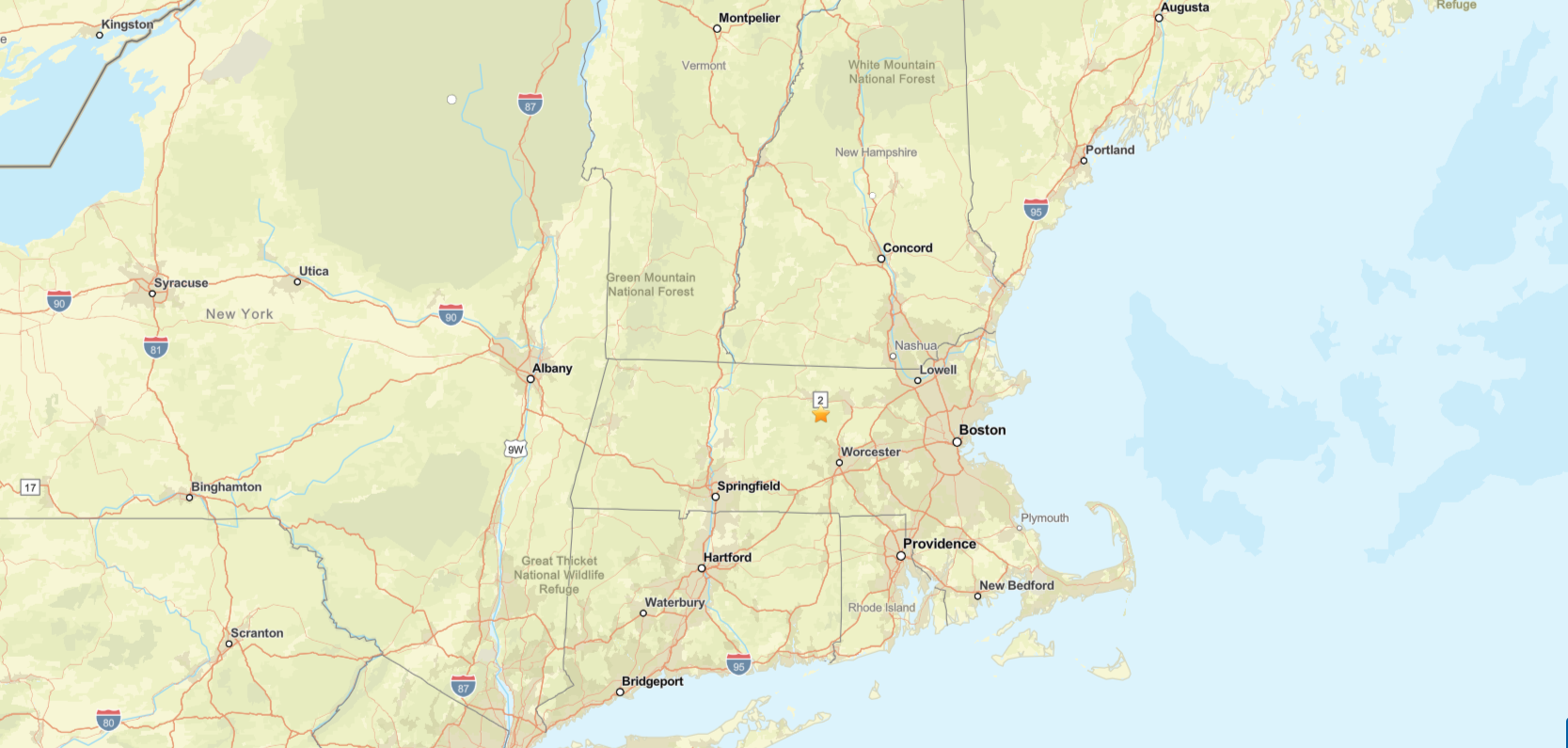 Small earthquake recorded near Westminster, Massachusetts