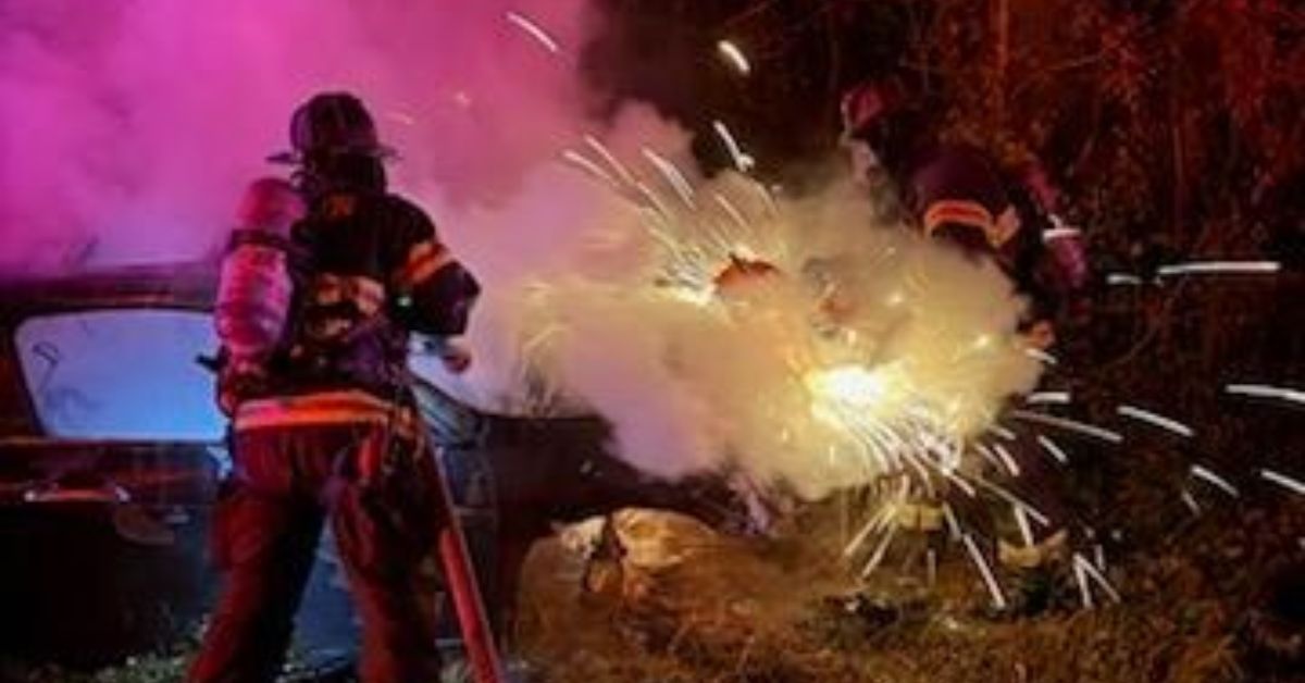 Car fire in Charlton spreads to nearby brush early this morning