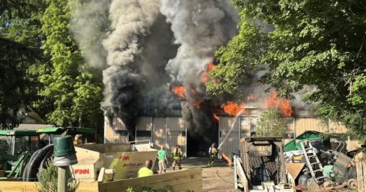 Barn, RV destroyed in two-alarm fire in Berlin; firefighter injured