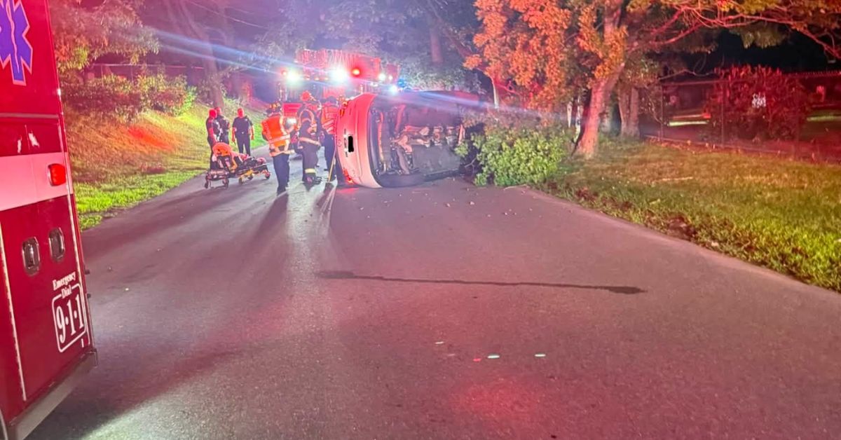 One hospitalized after vehicle strikes tree, rolls over in Andover